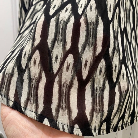 Guess London Sleeve Sheer Button Up Blouse with Roll Tab Sleeves, Large - Picture 10 of 13